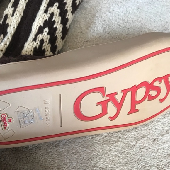 NEW GYPSY OVER THE KNEE KNIT BOOTS BROWN ZIGZAG - Picture 6 of 6